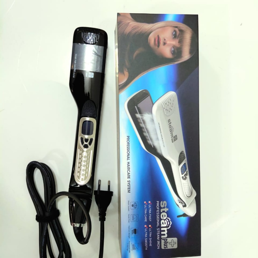 Wide Steam Flat Iron for fast, smooth styling on thick or long hair.