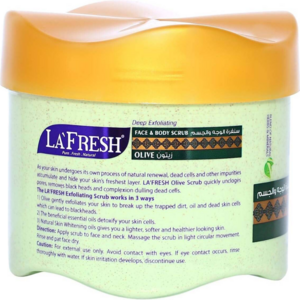 Olive deep exfoliating scrub with cucumber, 610g.