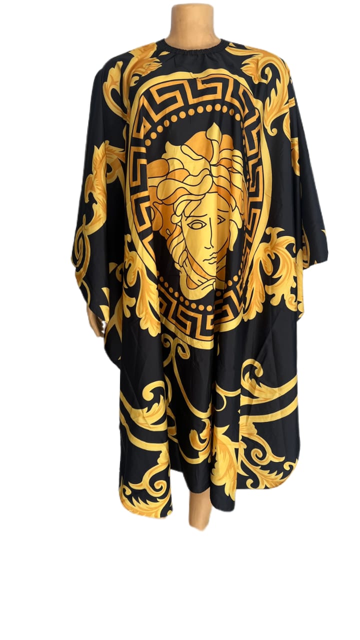 Yellow Versace barber gown.