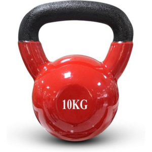 10kg cast iron kettlebell with ergonomic handle and flat base, ideal for strength training and home workouts."