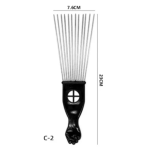 Large metal afro comb, ideal for detangling and styling curly and textured hair