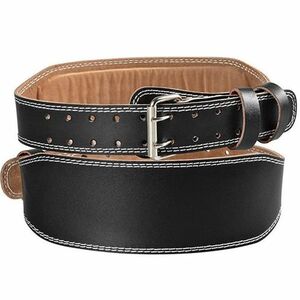 Heavy-duty leather weight lifting belt for lower back support