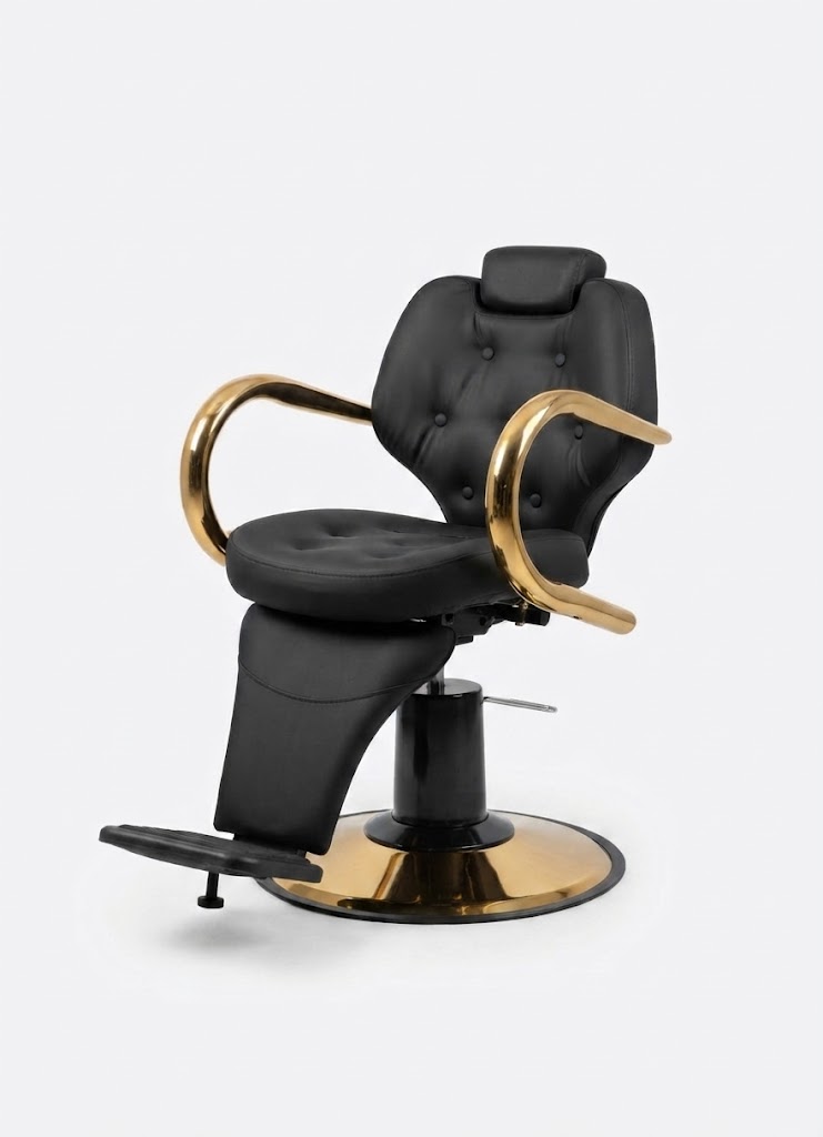 Barber chair gold chrome hands. 