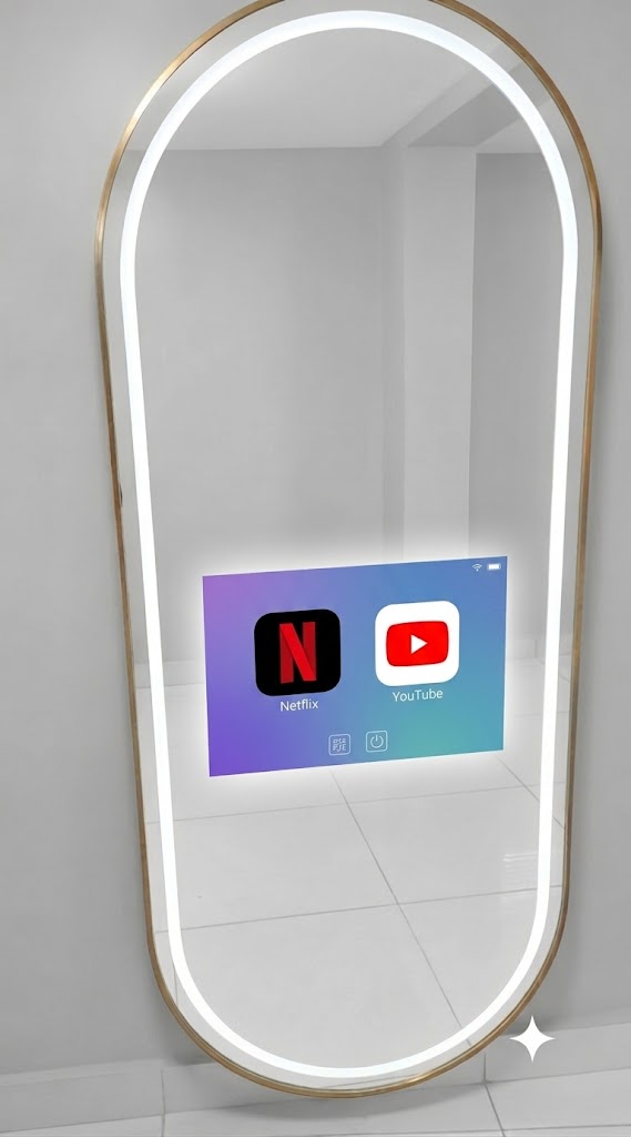 1.7M Gold Frame TV  LED Mirror