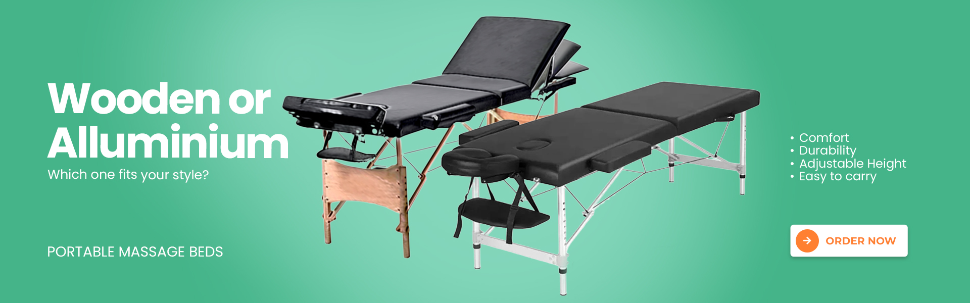 Wooden & Aluminium Portable Massage Beds.