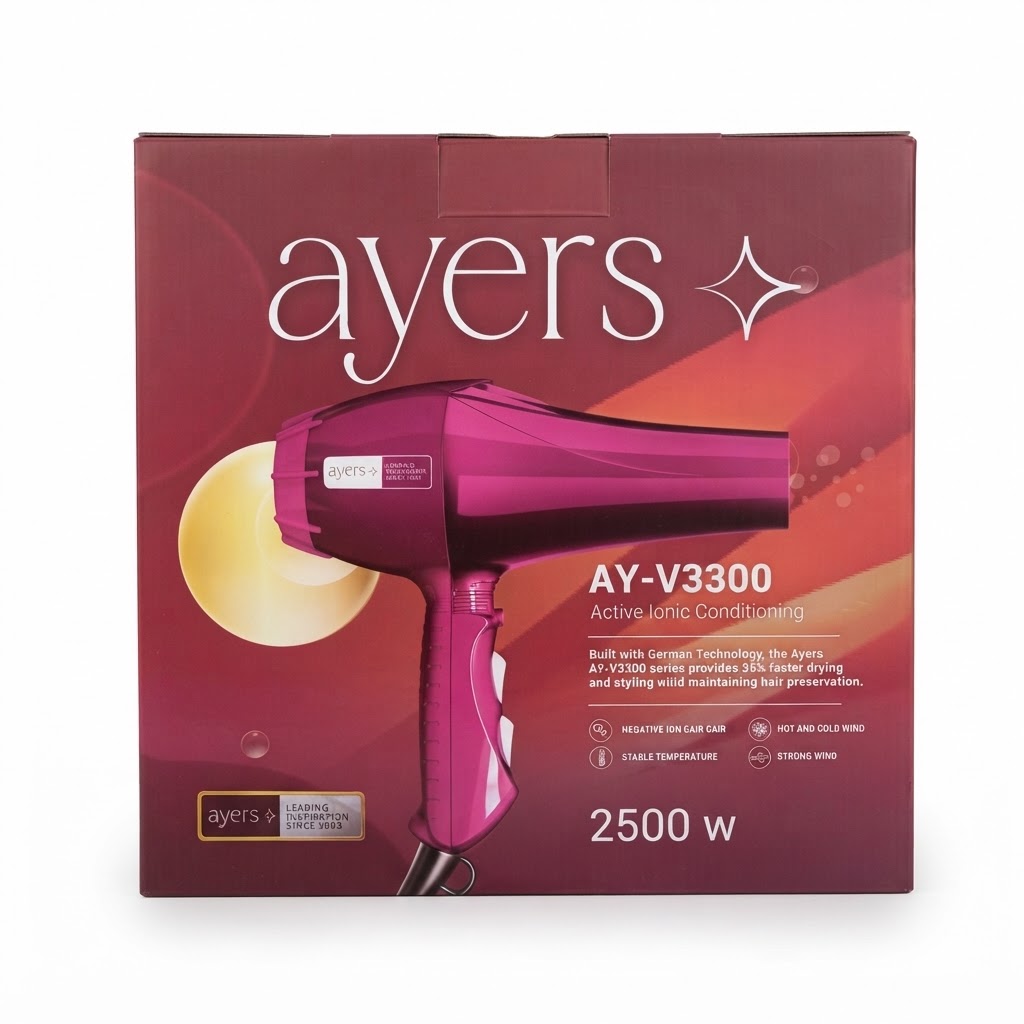 Ayers Professional Blow Dryer AY-V300, Black