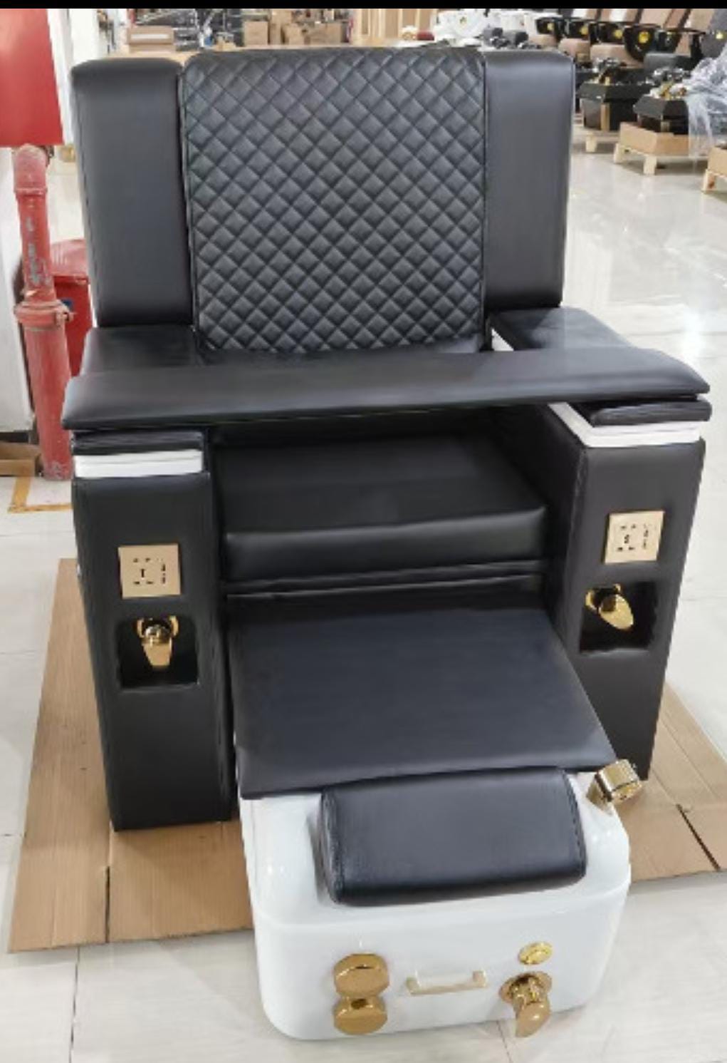 3-in-1 spa pedicure chair with reclining back.