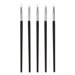 5Pcs Nail Art Silicone Pens Nail Art Foil Pen Acrylic Handle Nail Polish Carving Pen Rubber Tip Brushes