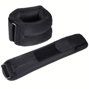 "2kg pair of ankle weights with steel inserts and adjustable Velcro straps"