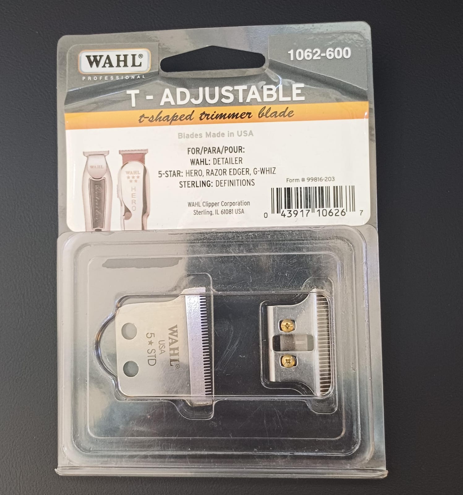 Spare Wahl Detailer  GOLD T-wide Blade set