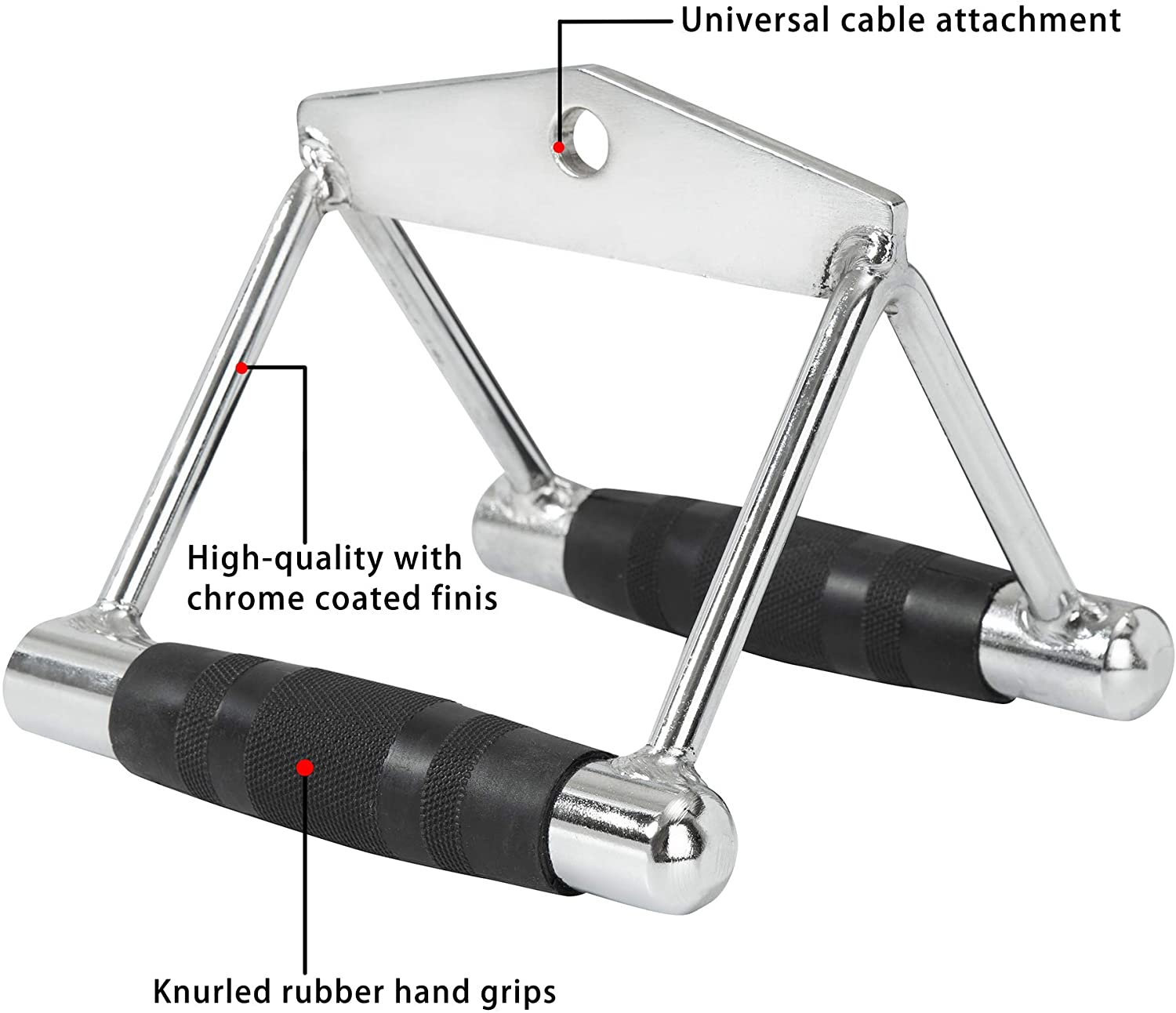 V-shaped double D lat attachment with chrome finish and knurled grip