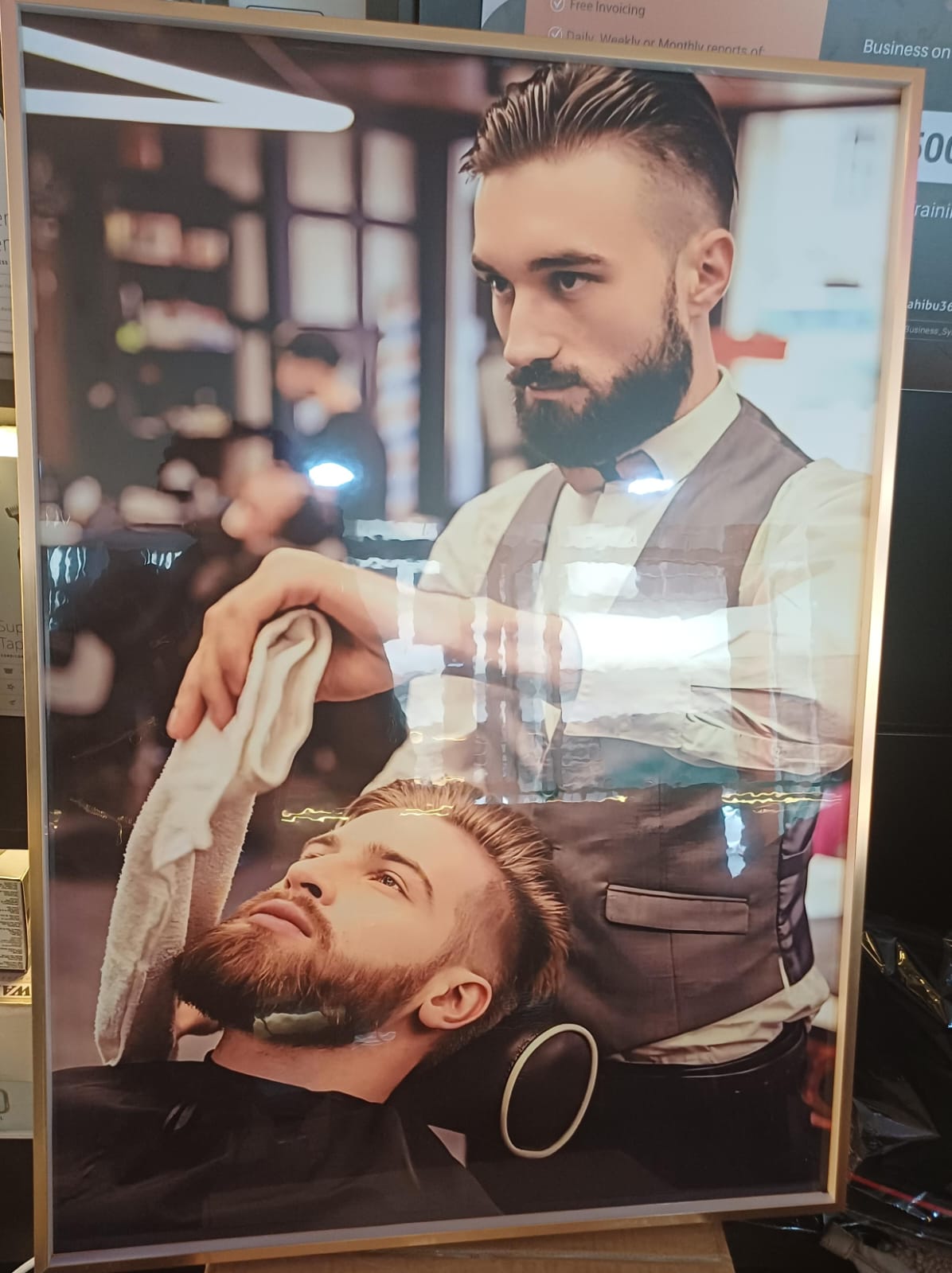 Professional Framed Wall Art Collection – Modern Salon, Barbershop & Workspace Decor with Metallic Finish Frames.