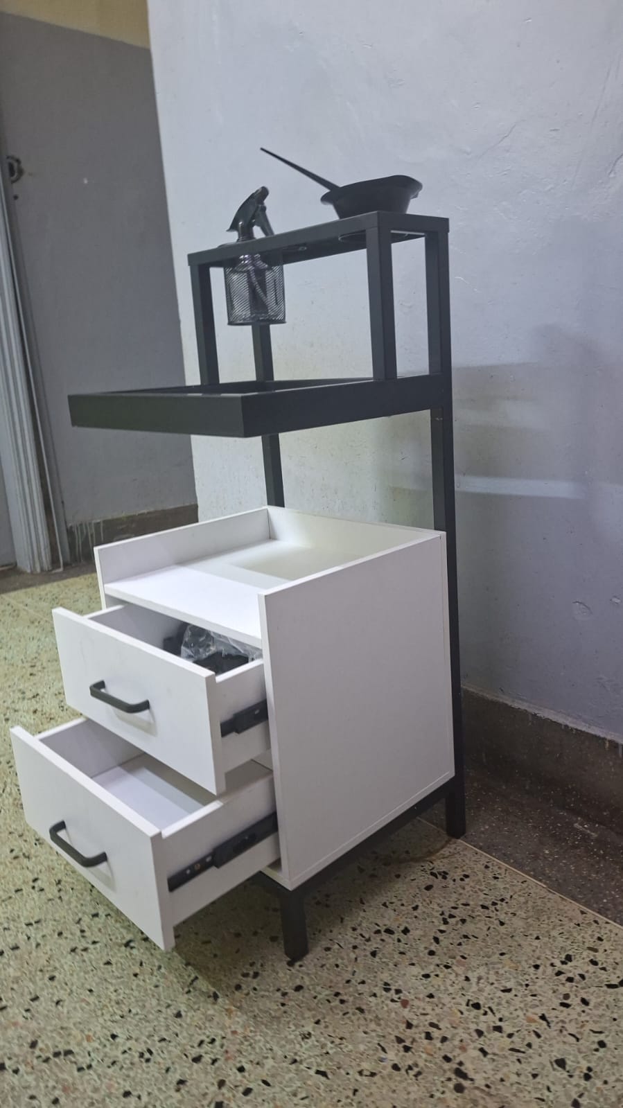 TR034 - Double Drawer Matte Black ProGlide Utility Trolley