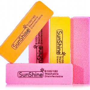 Dual-sided nail buffer with 100/180 grit and soft sponge core for shaping and polishing nails