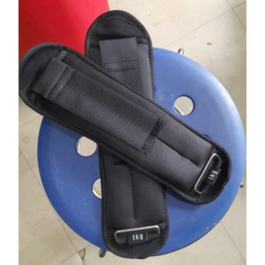 Pair of 1KG adjustable ankle weights with durable, breathable fabric and secure fit, ideal for enhancing workouts and strength training.
