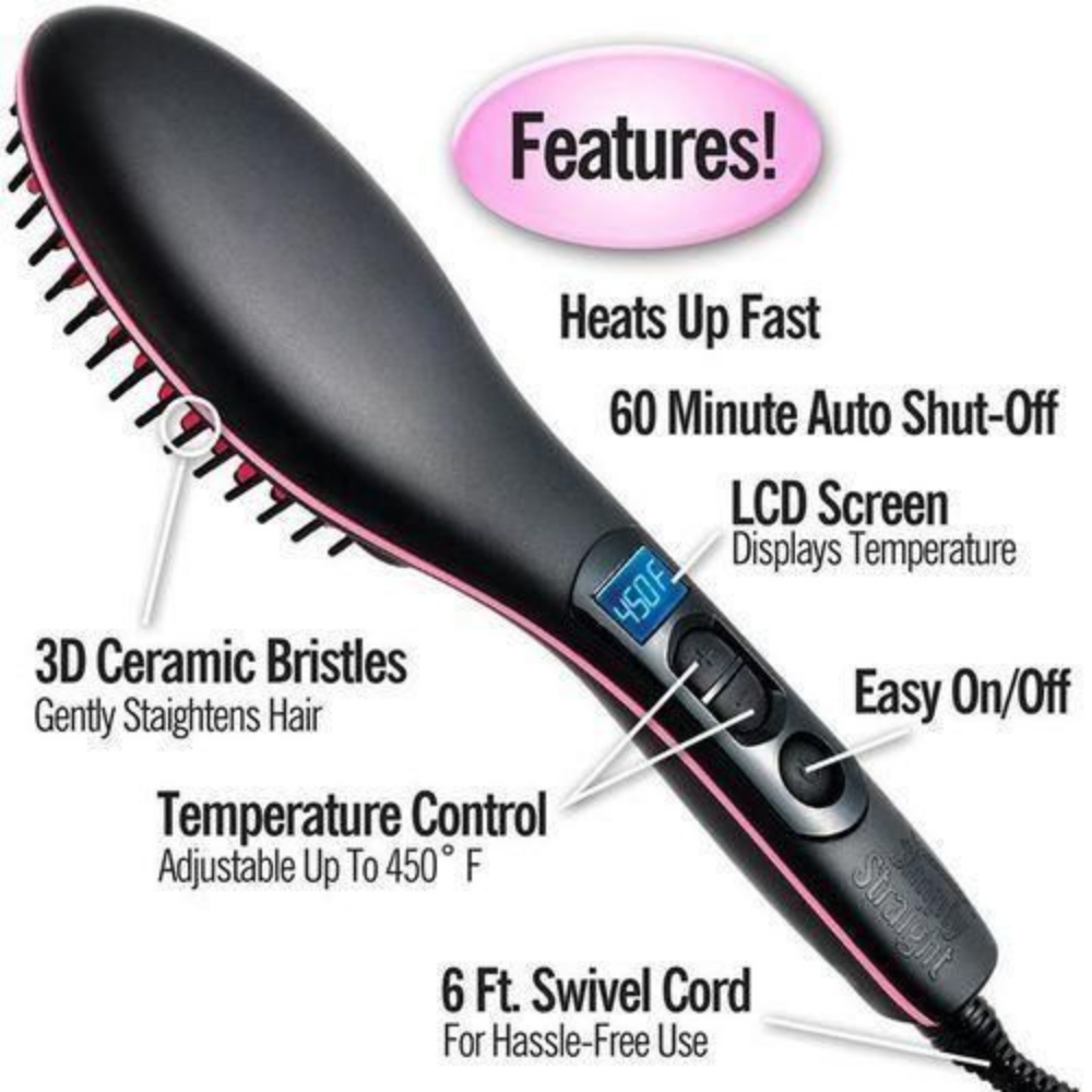 Simply Straight Hot Comb Ceramic Hair Brush Straightener, Fast & Easy ...