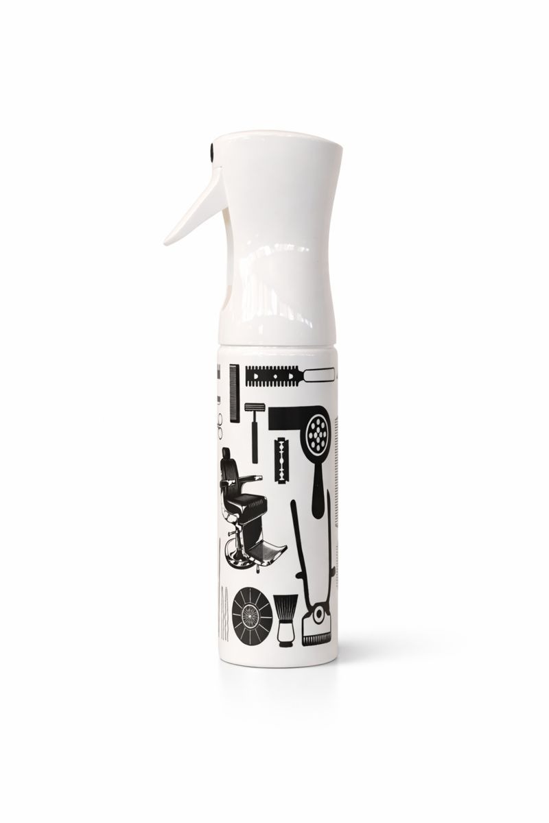  Spray Bottle Tall white Top <stripped/barber signs>