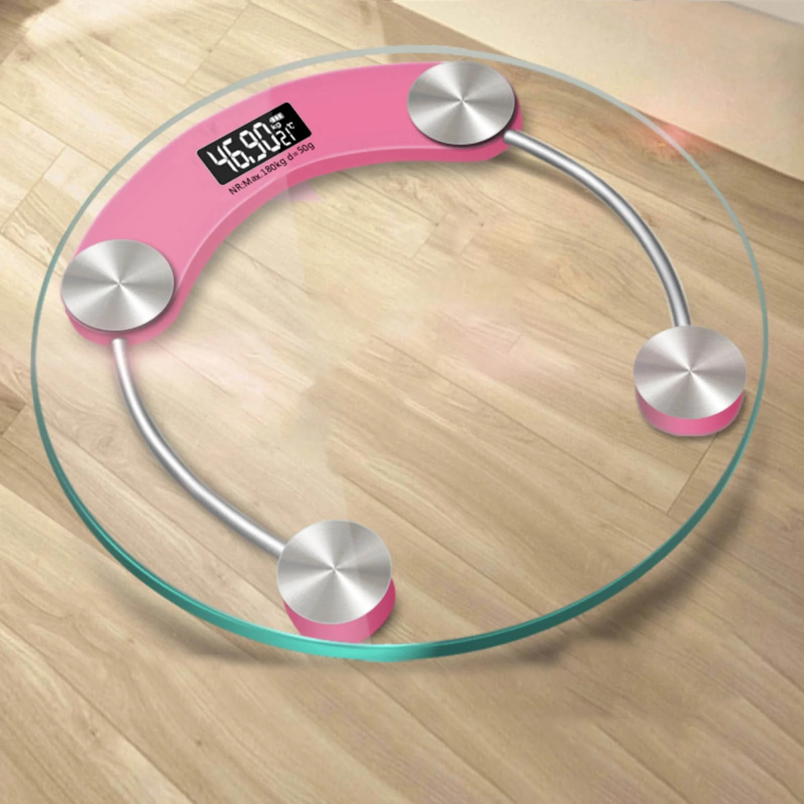 Round digital glass scale with LCD display on clean surface