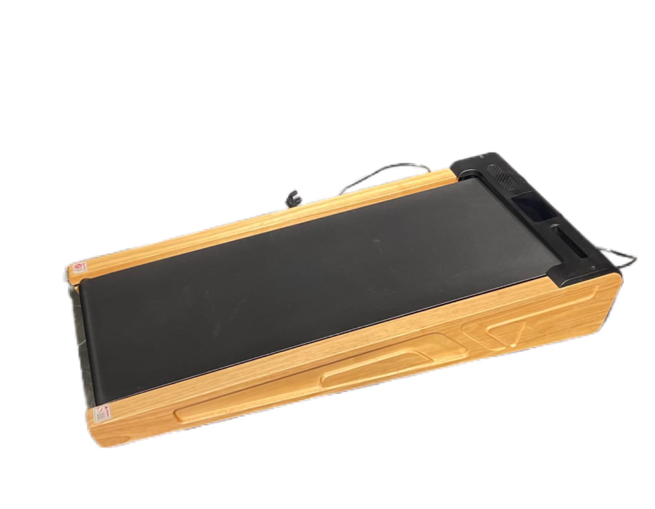 Wooden incline walking pad with LED display and slim profile