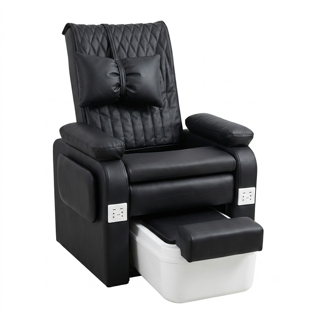 Luxury Reclining Spa & Barber Chair with Pedicure Basin – Professional Salon & Barbershop Use.