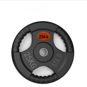 25kg tri-grip cast iron weight plate with 2-inch Olympic center hole for strength training"