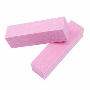 Colorful nail buffer block for shaping and polishing natural and acrylic nails, ideal for professional and home use.