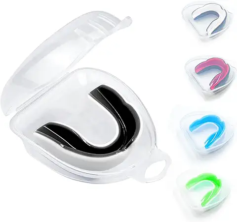 Dual-layer sports mouth guard with custom fit and storage case