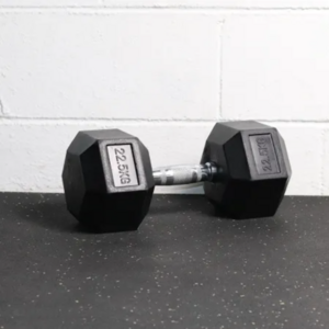 22.5KG rubber-coated hex dumbbell with chrome handle